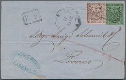 Italien - Altitalienische Staaten: Modena: 1852/1855, 5 C Black On Olive Green And 10 C Black On Ros - Modena