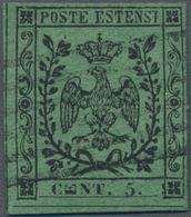 Italien - Altitalienische Staaten: Modena: 1852, 5 Cent. Green With Typographical Error "E In CENT L - Modène