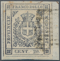 Italien - Altitalienische Staaten: Modena: 1859. Savoy Coat Of Arms, 20 Centesimi Purplish Slate, Us - Modène