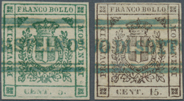 Italien - Altitalienische Staaten: Modena: 1859, 5c. Green And 15c. Brown, Both Fresh Colours And Fu - Modena