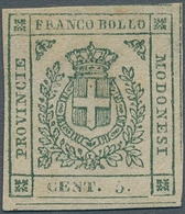 Italien - Altitalienische Staaten: Modena: 1859. Provisional Government. 5 Cent. Green, Mint With Or - Modène