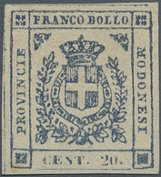 Italien - Altitalienische Staaten: Modena: 1859. Provisional Government. 20 Cent. Blue Violet, Mint - Modène