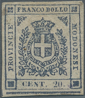 Italien - Altitalienische Staaten: Modena: 1859. Provisional Government. 20 Cent. Blue Violet, Mint - Modène