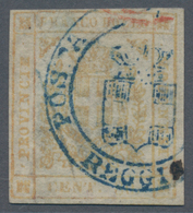 Italien - Altitalienische Staaten: Modena: 1859. Oct 15. 80 C Bistre, Cancelled By BLUE Double Circl - Modène