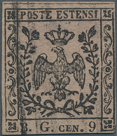 Italien - Altitalienische Staaten: Modena - Zeitungsstempelmarken: 1853. 9 Cent. Black On Violet-gre - Modena