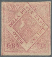 Italien - Altitalienische Staaten: Neapel: 1858, "20 Gr. Lilac Rose", Color-fresh Value With Full To - Nápoles