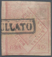 Italien - Altitalienische Staaten: Neapel: 1858, 20 Gr Lilac-rose Cancelled With Frame Postmark "ANN - Neapel