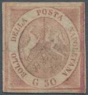 Italien - Altitalienische Staaten: Neapel: 1858, 50 Grana, Rose Brown, Unused Without Gum, Crossed B - Nápoles