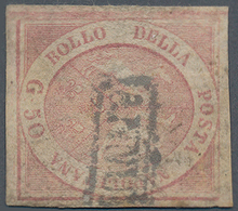 Italien - Altitalienische Staaten: Neapel: 1858, 50 Grana Brown-rose Cancelled With Frame Stamp, Mar - Nápoles