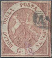 Italien - Altitalienische Staaten: Neapel: 1858, 50 Gr Rose-carmine Cancelled With Frame Postmark, O - Napoli