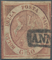 Italien - Altitalienische Staaten: Neapel: 1859. 50 Grana Brownish-rose, Cancelled With Part Of Fram - Neapel