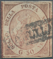Italien - Altitalienische Staaten: Neapel: 1859. 50 Grana Brownish-rose, Cancelled With Part Of Fram - Neapel