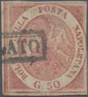 Italien - Altitalienische Staaten: Neapel: 1858, 50 Gr Brownish Rose Cancelled With Frame Postmark, - Nápoles