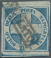 Italien - Altitalienische Staaten: Neapel: 1860. 1/2 Tornese Blue "Croce Di Savoia", Cancelled By Fr - Nápoles