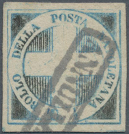 Italien - Altitalienische Staaten: Neapel: 1860, 1/2 Tornese Blue So-called "Savoy Cross" Cancelled - Neapel