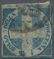 Italien - Altitalienische Staaten: Neapel: 1860, 1/2 Tor Blue Savoy Cross Cancelled With Defects (ti - Napels