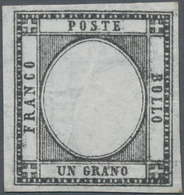 Italien - Altitalienische Staaten: Neapel: 1861, 1 Grano Black, Proof Without Embossed Center In The - Naples