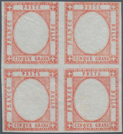 Italien - Altitalienische Staaten: Neapel: 1861, 5 Grana Red-carmine Color-proof In Block Of Four Wi - Naples