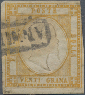 Italien - Altitalienische Staaten: Neapel: 1861, 20 Gr Yellow Cancelled, Three Sides Full Margins, T - Naples