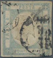 Italien - Altitalienische Staaten: Neapel: 1861, Italy - Province Of Naples: 50 Gr Blue Grey, Full M - Naples