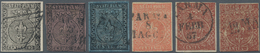 Italien - Altitalienische Staaten: Parma: 1852, Assembling Of Five Used Stamps Including 25 C. Signe - Parma