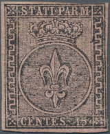 Italien - Altitalienische Staaten: Parma: 1852, 15 C Black On Rose Unused With A Rest Of Hinge, All - Parme
