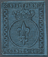 Italien - Altitalienische Staaten: Parma: 1852: 40 Cents Black On Blue, Mint With Original Gum. Sass - Parma