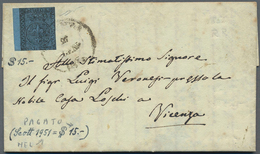 Italien - Altitalienische Staaten: Parma: 1852, 40 C Black On Blue, Three Sides Sligtly Touched And - Parme