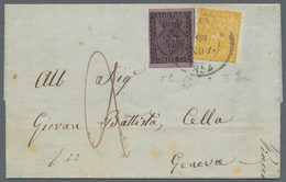 Italien - Altitalienische Staaten: Parma: 1854, 5 C Yellow (slightly Cut In At Two Sides) And 25 C B - Parme