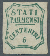 Italien - Altitalienische Staaten: Parma: 1859, 5 Centesimi Verde Azzurro, 5c. Blue Green Fine Mount - Parme