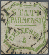 Italien - Altitalienische Staaten: Parma: 1859, Provisional Government, 5 C Yellow Green, Full Margi - Parme