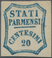 Italien - Altitalienische Staaten: Parma: 1859, 20 Cent. Blue Mint With Original Gum (No 41 Of The S - Parme