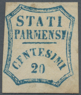 Italien - Altitalienische Staaten: Parma: 1859, 20 C Blue Unused With Parts Of Original Gum, Still I - Parma