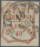 Italien - Altitalienische Staaten: Parma: 1859: Provisional Government, 40 Cents Brown Red, First Co - Parme