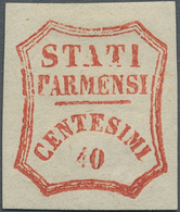 Italien - Altitalienische Staaten: Parma: 1859. Provisional Government, 40 Centesimi Vermillion, Goo - Parme