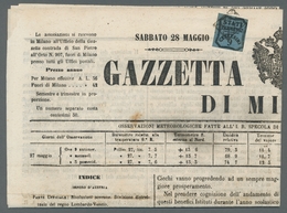 Italien - Altitalienische Staaten: Parma - Zeitungsstempelmarken: 1853, "9 C. Black On Blue", In Dee - Parma