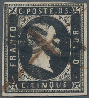 Italien - Altitalienische Staaten: Sardinien: 1851, 5 C Black, Close To Full Margins, Used With Pen - Sardegna