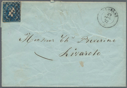 Italien - Altitalienische Staaten: Sardinien: 1851, 20 C Dark Blue Single Franking Cancelled With Do - Sardaigne