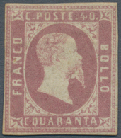 Italien - Altitalienische Staaten: Sardinien: 1851: 40 Centesimi, Lila Rosa, Mint With Part Of Origi - Sardinia