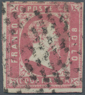 Italien - Altitalienische Staaten: Sardinien: 1851. 40 Centesimi Rose, Cancelled By Mute Sarde Rhomb - Sardinien