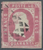 Italien - Altitalienische Staaten: Sardinien: 1851, "40 C. Pink", Color-fresh Value With Well Succee - Sardinië