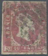Italien - Altitalienische Staaten: Sardinien: 1851, 40 Cents, Lilac Rose, Cancelled, With Enzo Diena - Sardinia