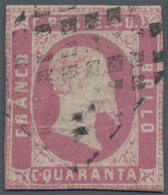Italien - Altitalienische Staaten: Sardinien: 1851, 40 C Rose (rosa Lila, Sassone 3d, CV 10,000 €) C - Sardinia