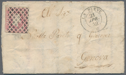 Italien - Altitalienische Staaten: Sardinien: 1851. 40 Centesimi Rosa, Cut In At The Left Bottom, Ca - Sardinia