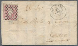 Italien - Altitalienische Staaten: Sardinien: 1851. 40 Centesimi Rosa, Cut In At The Left Bottom, Ca - Sardinië