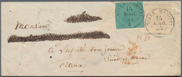 Italien - Altitalienische Staaten: Sardinien: 1853, 5 C Green And 40 C Light Rose (fainted), Each Fu - Sardinia