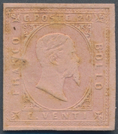 Italien - Altitalienische Staaten: Sardinien: 1853 20c Rose ESSAY From The Original Printing On Very - Sardinia