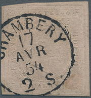 Italien - Altitalienische Staaten: Sardinien: 1853. 40 Cent. Embossed In Light Rose Paper, Cancelled - Sardinia