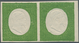 Italien - Altitalienische Staaten: Sardinien: 1854, 40 C Deep Olive-green, Color Proof, Horizontal P - Sardinia