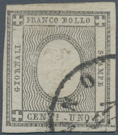 Italien - Altitalienische Staaten: Sardinien: 1861, 1 Cent, Inverted Embosed Digit, Cancelled With M - Sardinien